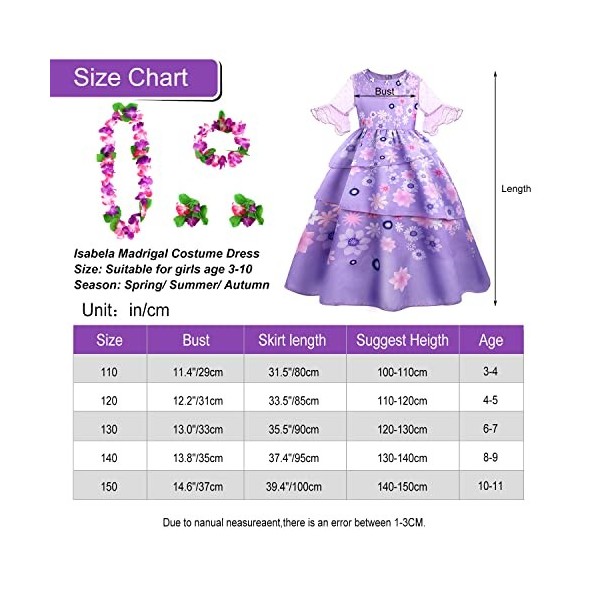 M MUNCASO Isabella Princesse Robe pour Enfants,Encanto Isabella Mirabel Déguisement Fille Costume Robe Cosplay Déguisement po