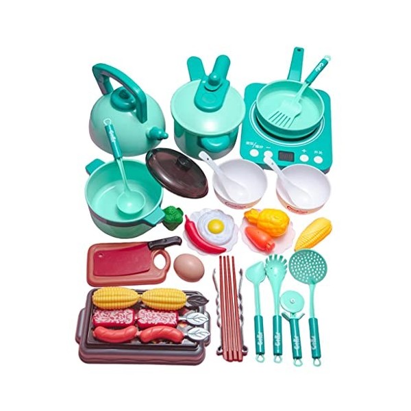 Folpus 40 Pièces/ensemble Cuisine Semblant Jouer Playset Jouet Simulation Cuisinière à Induction Ustensiles de Cuisine Jouets