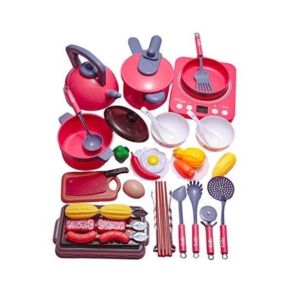Folpus 40 Pièces/ensemble Cuisine Semblant Jouer Playset Jouet Simulation Cuisinière à Induction Ustensiles de Cuisine Jouets