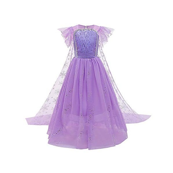 IDOPIP Princesse Filles Elsa Reine des Neiges 2 Costume déguisement + Accessoires Cosplay Halloween Noël Performance Fête Ann