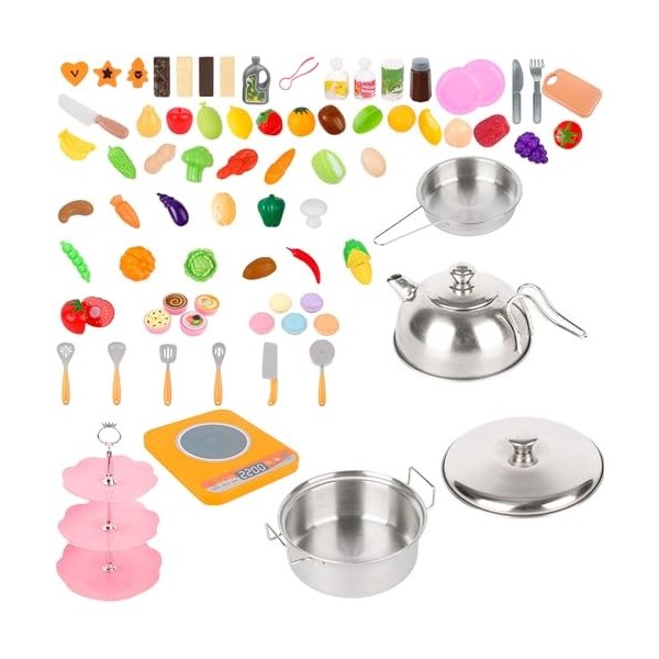 Jouets de Cuisine Ensemble de Jeu de Cuisine pour Enfants Jouet de Cuisine 81 pièces/Ensemble Simulation Jouet de Jeu Accesso