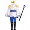 IDOPIP Deguisement Roi pour Enfants Garçon, Deguisement prince Médiéval enfant Costume Roi Garçon, Costume Enfant Jeu de rôle