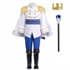 IBAKOM Enfants Garçons Déguisement Prince Prince Roi Costume Médiéval Royal Halloween Cosplay Tenues Chemise Pantalon Couronn