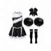 TiaoBug Costume Pom-pom Girl Enfant Fille Déguisement Cheerleaders Cospaly Halloween Carnaval Paillettes Robe Dance Gymnastiq