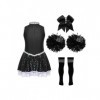 TiaoBug Costume Pom-pom Girl Enfant Fille Déguisement Cheerleaders Cospaly Halloween Carnaval Paillettes Robe Dance Gymnastiq