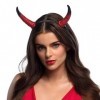 MIMIKRY Cornes de diable en mousse Rouge/noir sur serre-tête en cornes de satin Diable Diable Accessoires de costume