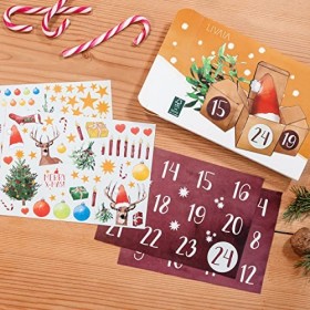 LIVAIA Calendrier de lAvent à remplir soi-même: Calendrier de lAvent à faire soi-même comprenant 24 boites en carton et aut