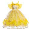 Filles Belle Robe Enfants Hors Épaule La Belle Et La Bête Costume Princesse Halloween Cosplay Déguisements Floral Tutu Conte 