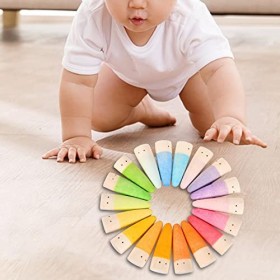 18x Jouets empilables en Bois Formation pensée logique Jeu de Simulation Classification des Couleurs motricité poupées pour L