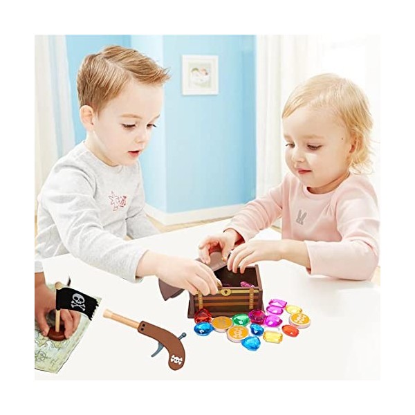 Youding Déguisement Pirate Enfant,Pirate en Bois Amusant - 13 pièces Jeu Pirate Enfants Jouent des Jeux rôle pour Enfants Jou