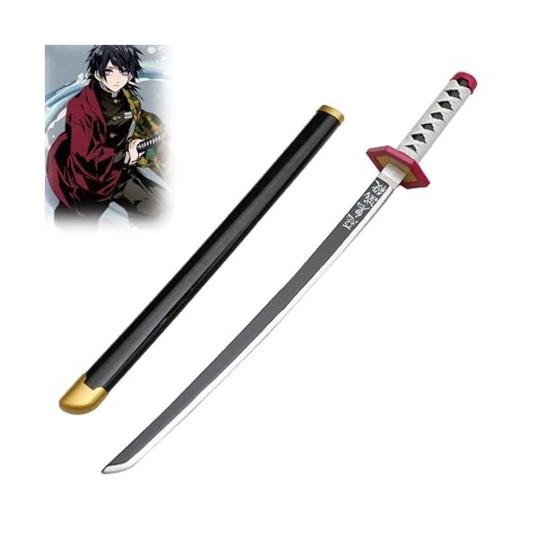 RENSIS Epee en Demon Slayer de Katana 76/104cm Épée de Samouraï en Bois Tomioka Giyuu Lame de Samouraï Jouet for Enfants Hall