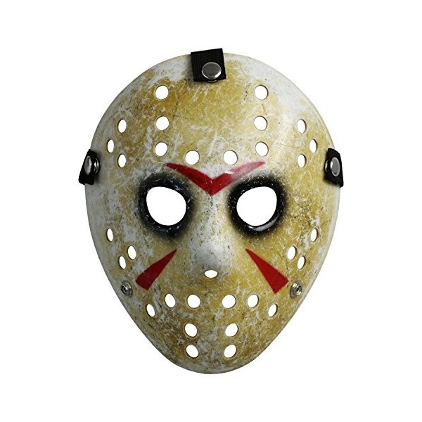 Landisun Masque de Jason Cosplay Halloween Costume Masque Soutenir Horreur Le hockey adulte, yeux noirs 