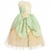 FYMNSI Robe de Princesse Tiana Fille Déguisement Princesse Grenouille Costume Verte Robe pour Enfants Cosplay Halloween Noël 