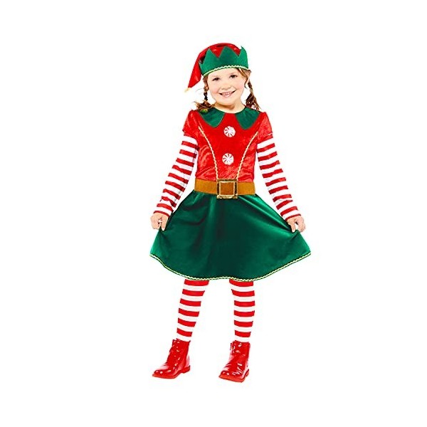 Amscan 9912313 - Christmas Elf Dress Kids Fancy Dress Costume - 4-6 Years