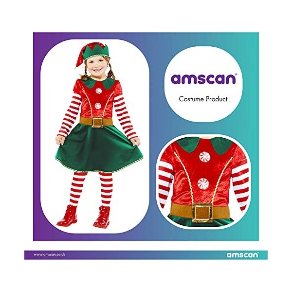 Amscan 9912313 - Christmas Elf Dress Kids Fancy Dress Costume - 4-6 Years