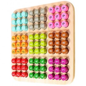 TOYANDONA Jeu De Société De Puzzle Sudoku en Bois avec des Tuiles Numériques Casse-Tête Mathématique Jeu Déchecs Jouet Éduca