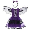 Metaparty Costume dHalloween pour fille - Jupe chauve-souris violette avec ailes et bandeau pour Halloween - Carnaval 120 