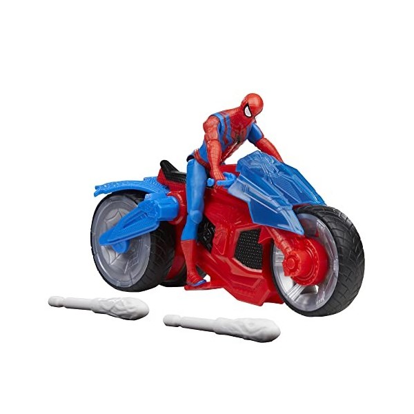 Marvel Spider-Man Arachno-Moto Lance-Toile avec Figurine de 10 cm et 2 Toiles
