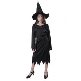 Carnavalife Costume sorcière fille méchante Costume de sorcière noire pour fille pour Halloween, carnaval, robe gothique noir