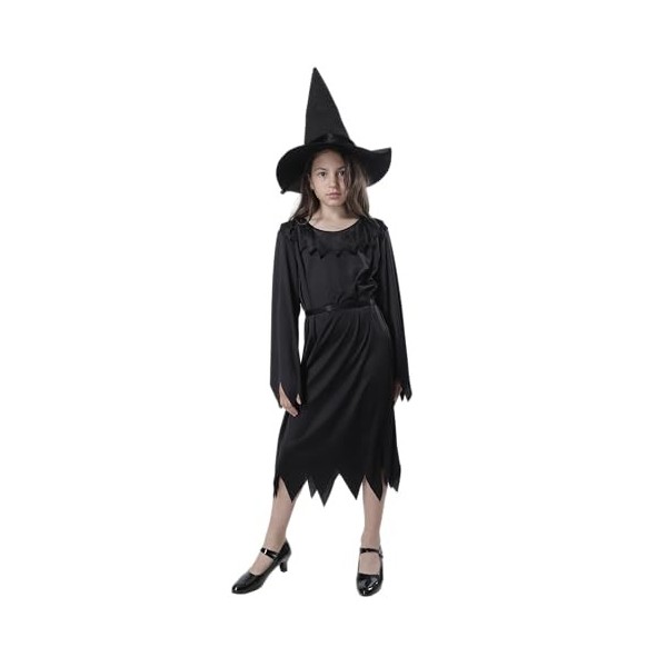 Carnavalife Costume sorcière fille méchante Costume de sorcière noire pour fille pour Halloween, carnaval, robe gothique noir