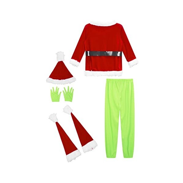 ranrann Déguisement Père Noël Enfant Unisexe Garçon Fille Costume Père Noël Tenue Lutin Cosplay Spectacle Party Cadeau Noël 3