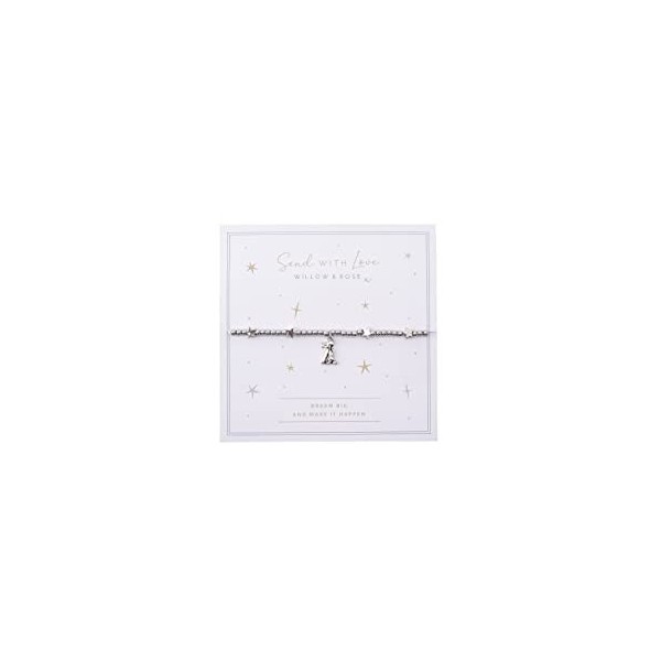 CGB Giftware GB06345 Bracelet en perles avec lapin et étoile Inscription Dream Big and Make It Happen Argenté Carte cadeau