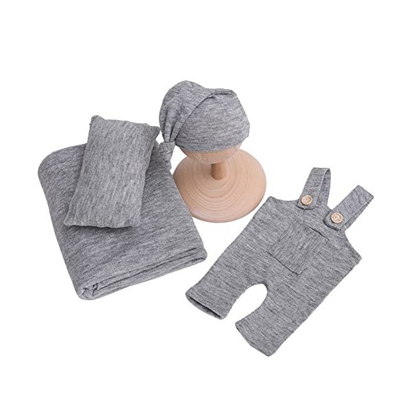 BYNYXI Newborn Baby Costume, 4 Pack Photography Props Knitted Jumpsuit with Hat Stretch Wrap Baby Photoshoot Costume Boy Phot