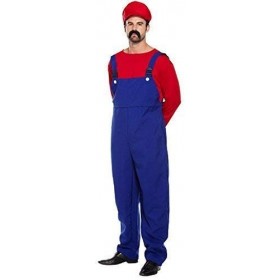 Fancy Me Homme Adulte Mario Luigi Wario Waluigi Dessin Animé Plombier Rétro Jeux Jeu Brame Soirée Costume Déguisement - Rouge