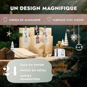 AMARI ® Calendrier de lAvent à remplir Hygge Pastell - 24 Sacs en papier avec carte à réaliser à Noël - Sacs en papier ave