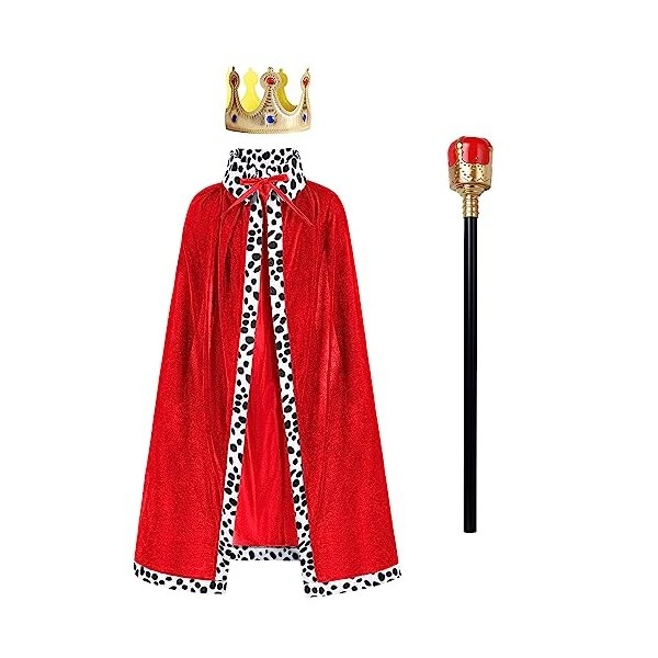 Odizli Costume de prince pour enfant, garçon, adulte, homme, chevalier - Couronne de roi - Cape - Pour Halloween, Noël, carna
