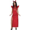 Fiestas Guirca Costume Diable Sexy - Robe Longue Rouge avec Ouverture de Jambe et Bandeau Cornes de Diable - Déguisement dHa