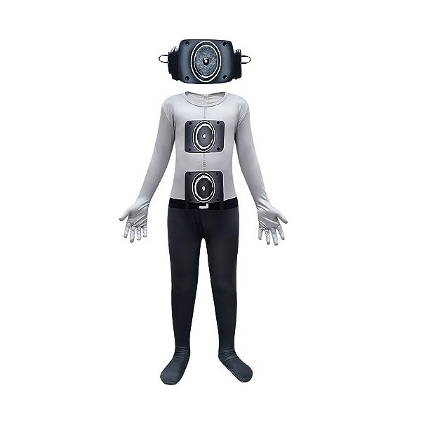 CKCKTZ Skibi-dis Costume dHalloween pour enfant TV homme caméraman garçon jeu vidéo cosplay combinaison pour 5-12 ans 9-10 