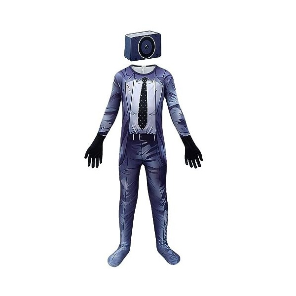 CKCKTZ Skibi-dis Costume dHalloween pour enfant TV homme caméraman garçon jeu vidéo cosplay combinaison pour 5-12 ans 9-10 