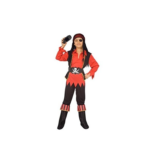 Ciao – Costume enfant avec jeux vidéo, 6 – 8 ans Pirate Rouge, Noir 6-8 anni