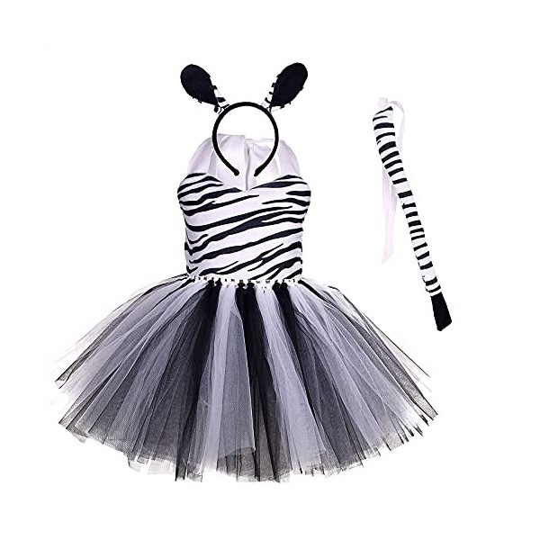 OBEEII Déguisement Danimaux Enfant Robe de Léopard/Girafe/Zèbre/Tigre/Vaches Tutu Princesse Cosplay Carnaval Halloween Fêtes