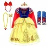 MYRISAM Filles Robe de Carnaval Princesse Costume de Blanche Neige avec Cape Conte de Fée Snow White Déguisements Cosplay Hal