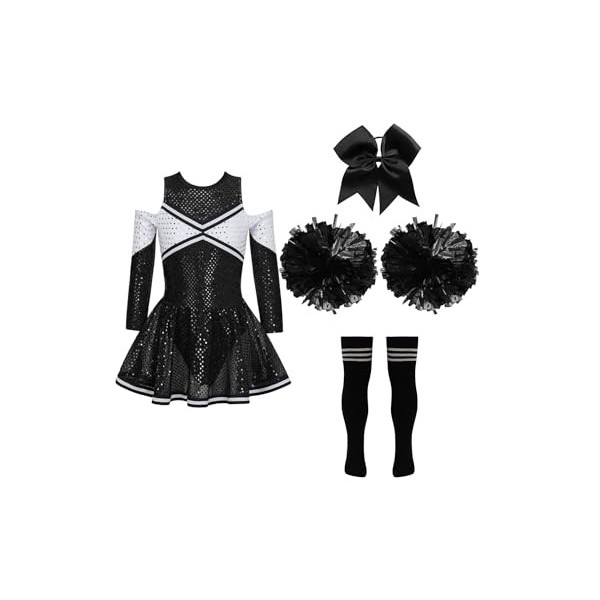 TSSOE Uniforme de Pompom Girl Fille Déguisement Pompom Girls Fille Ensemble Cosplay Costume Dansewear Musical 5-16 Ans A Roug