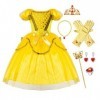 FMYFWY Costume de Carnaval Filles Princesse Robe de Belle Déguisements de la Beauté et la Bête Halloween Noël Robe de Anniver