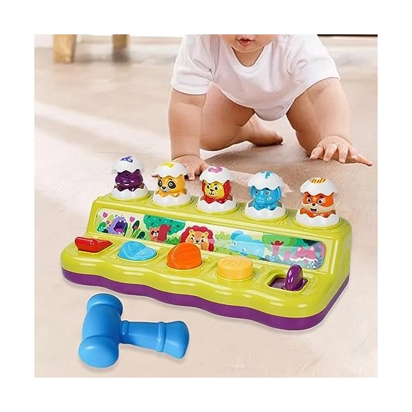 F Fityle Pounding Bench Toy Réflexes Comptage Montessori Education Classic Pound Bench Toy Jeu de martelage pour Party Favor 