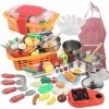 F Fityle Ensemble de Nourriture Cuisine de Jeu de 42 Pièces, Jeu de Cuisine avec Mini Ustensiles de Cuisine en Acier Inoxydab