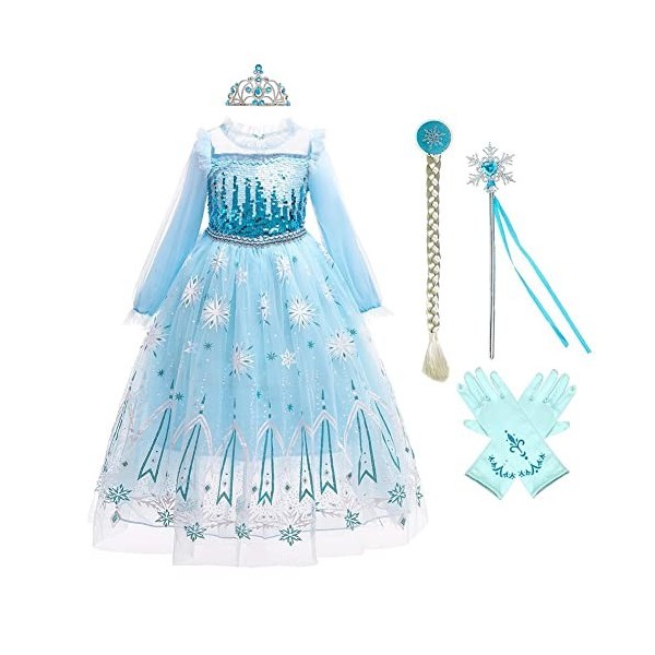 Filles Elsa Costume Robe de fête Tenue de fantaisie Déguisement