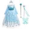 MYRISAM Filles Déguisement Robe Reine des Neiges Princesse Elsa Costume de Carnaval Halloween Cosplay Noël Robe de Soirée Cér