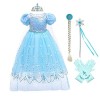 MYRISAM Filles Déguisement Robe Reine des Neiges Princesse Elsa Costume de Carnaval Halloween Cosplay Noël Robe de Soirée Cér