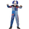 Smiffys Costume clown sinistre deluxe, avec combinaison, masque en EVA, cerveau, cheveu, M, Bleu