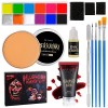 DELANCI Halloween Special Effects SFX Kit de maquillage,12 couleurs de peinture de maquillage à base dhuile, cire de cicatr