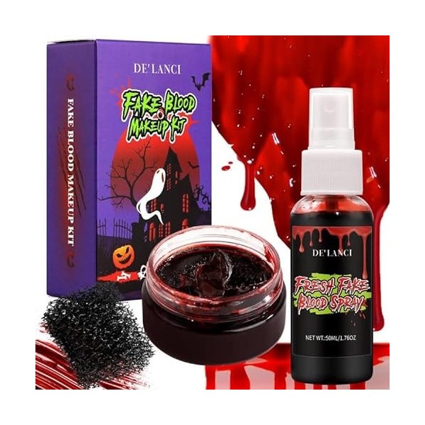 DELANCI Halloween Special Effects SFX Kit de maquillage,12 couleurs de peinture de maquillage à base dhuile, cire de cicatr