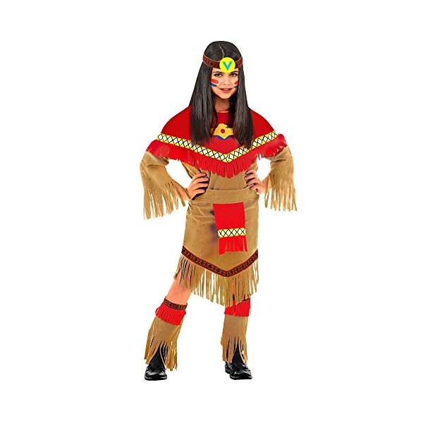 "NATIVE INDIAN" dress, belt, boot covers, headband - 128 cm / 5-7 Years 