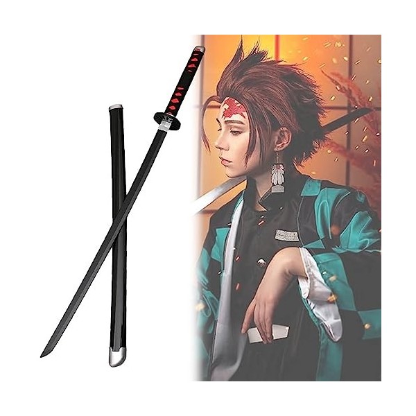 Épée DAnime Japonaise En Bois Katana Demon Slayer Kamado Tanjiro Cosplay Épée De Samouraï Anime Épée En Bois 76cm/104cm Kata