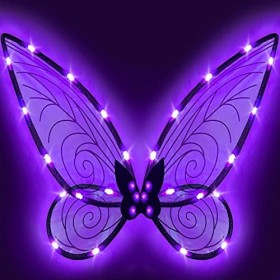 Silom Ailes de fée lumineuses pour filles et femmes, ailes dange scintillantes à LED pour adulte, costume dHalloween et de 