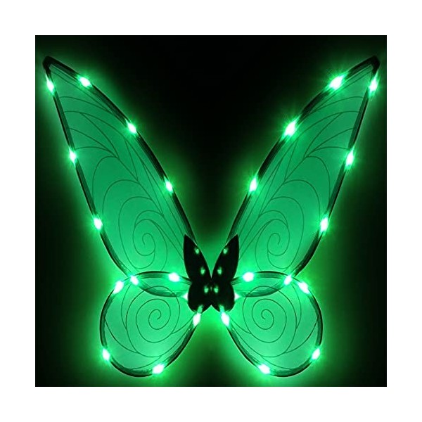 Silom Ailes de fée lumineuses pour filles et femmes, ailes dange scintillantes à LED pour adulte, costume dHalloween et de 